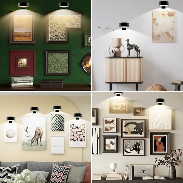 Magnetic Picture Lights Battery Powered Wall Light Wireless Remote Dimmable Black