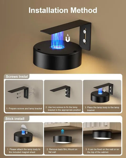 Magnetic Picture Lights Battery Powered Wall Light Wireless Remote Dimmable Black