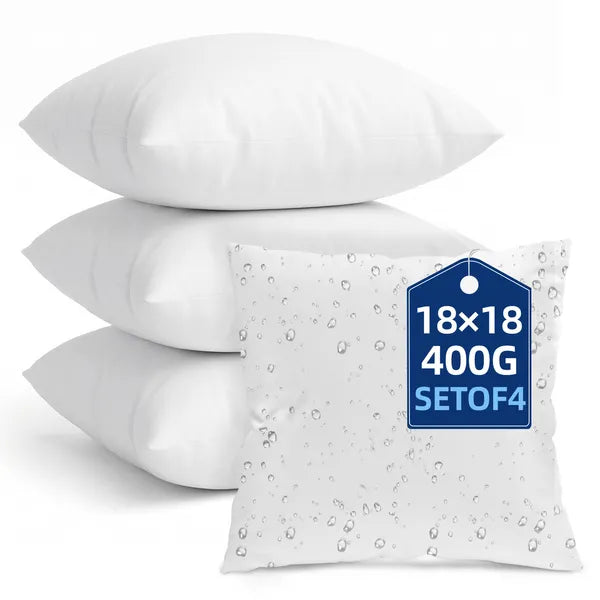 18x18 Pillow Inserts Set of 4 Water Resistant Outdoor Throw Pillow Forms 400g