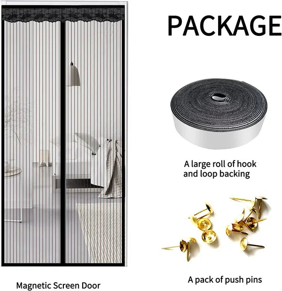 Magnetic Screen Door 39x83 Hands Free Auto Close Mesh Curtain Patio Balcony Black