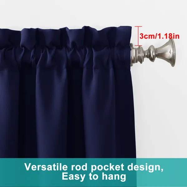 Blackout Curtains Set of 2 52x84 Thermal Rod Pocket Room Darkening Privacy