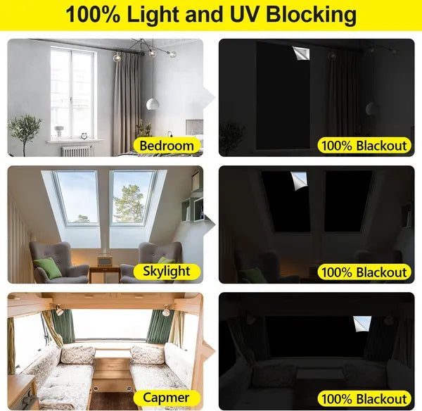 100% Blackout Shade Portable Travel Window Blinds 39.4x57" No Drill Cut to Size RV