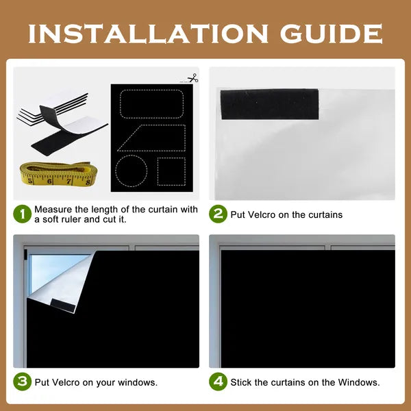 100% Blackout Shade Portable Travel Window Blinds 39.4x57" No Drill Cut to Size RV