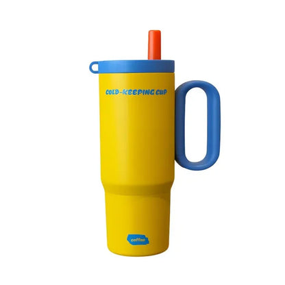 24 oz Insulated Tumbler with Handle Straw Stainless Steel Travel Coffee Mug Cup