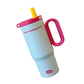 24 oz Insulated Tumbler with Handle Straw Stainless Steel Travel Coffee Mug Cup