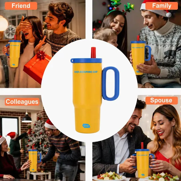 24 oz Insulated Tumbler with Handle Straw Stainless Steel Travel Coffee Mug Cup