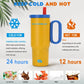 24 oz Insulated Tumbler with Handle Straw Stainless Steel Travel Coffee Mug Cup