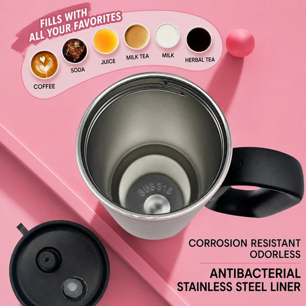 24 oz Insulated Tumbler with Handle Straw Stainless Steel Travel Coffee Mug Cup
