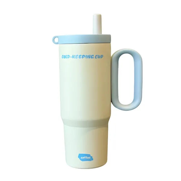 24 oz Insulated Tumbler with Handle Straw Stainless Steel Travel Coffee Mug Cup