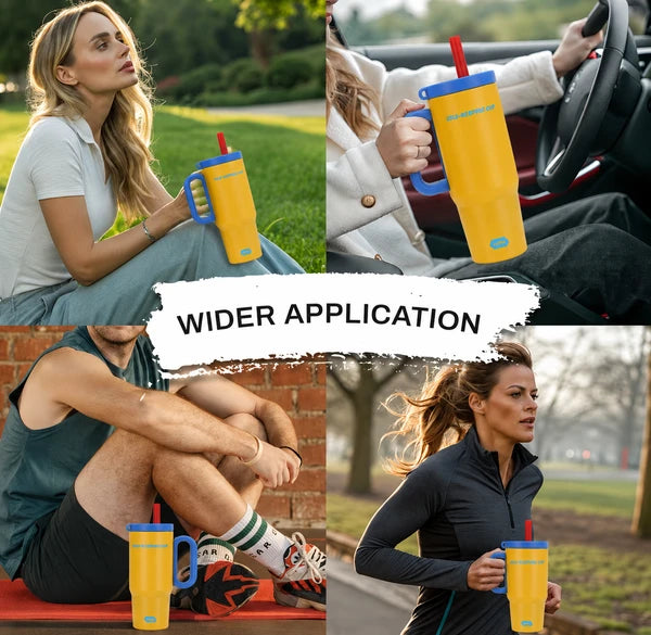 24 oz Insulated Tumbler with Handle Straw Stainless Steel Travel Coffee Mug Cup