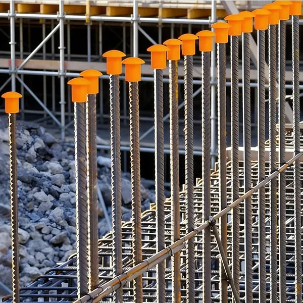 80 Pack Orange Rebar Safety Caps Plastic Mushroom Covers Construction Stakes
