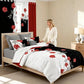 9 Piece Red Rose Bedding Set With Curtains Quilted Bedspread Queen King Cal King
