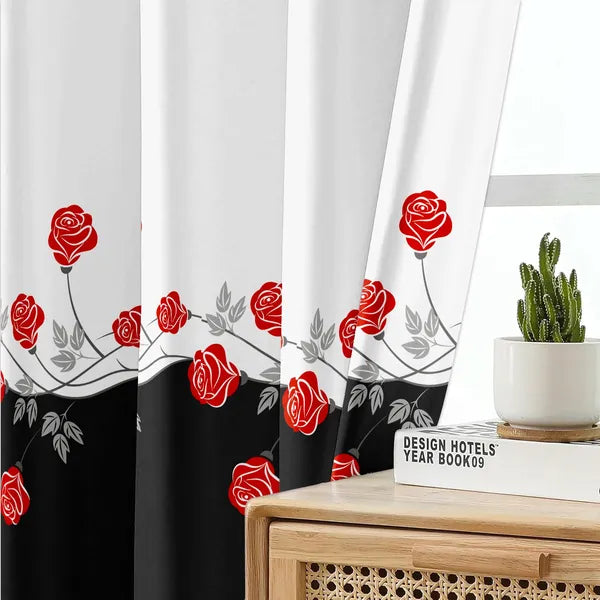 9 Piece Red Rose Bedding Set With Curtains Quilted Bedspread Queen King Cal King