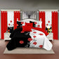 9 Piece Red Rose Bedding Set With Curtains Quilted Bedspread Queen King Cal King