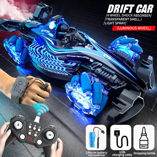RC Stunt Drift Car 4WD Hand Gesture Sensing LED Spray Remote Control Toy Car