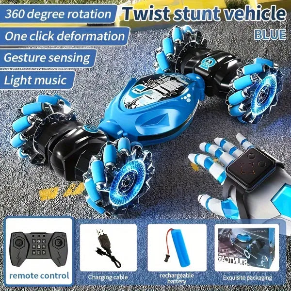 RC Stunt Car 4WD Gesture Control Twist Drift 360° Remote LED Transform Truck
