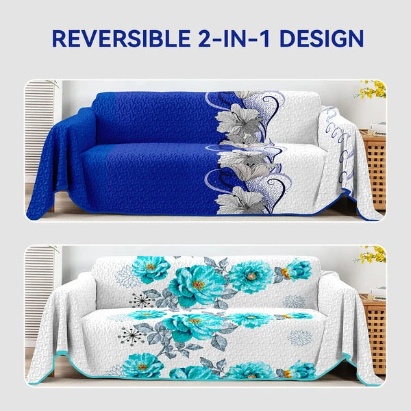 Reversible Quilted Sofa Cover Waterproof Couch Protector 1 2 3 4 Seater Floral