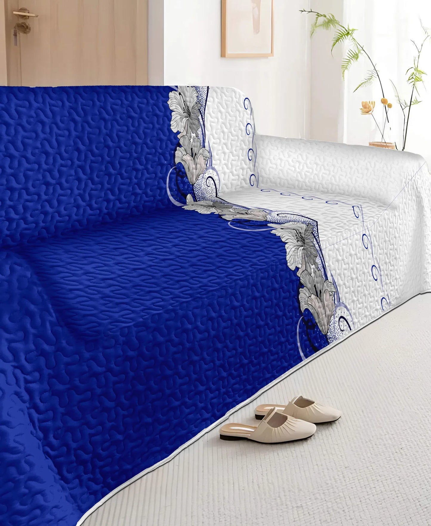 Reversible Quilted Sofa Cover Waterproof Couch Protector 1 2 3 4 Seater Floral
