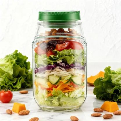 Salad Container with Side Opening Leak Resistant Meal Prep Box Dressing Cup 1 2PK