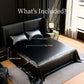 Full Satin Sheets Black 4PC Set 15in Deep Pocket Silky Soft Polyester Bedding