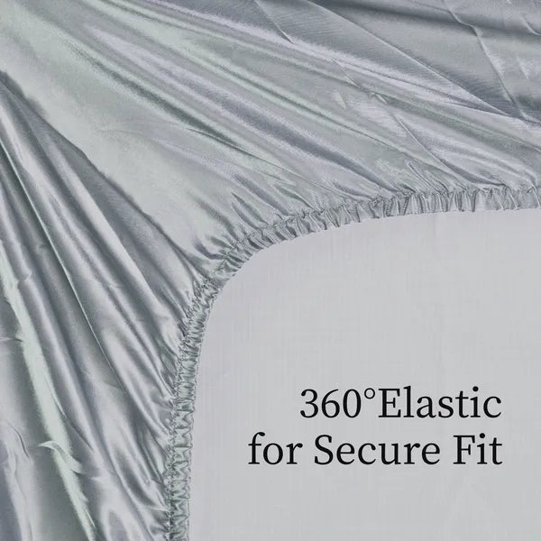 Full Size Satin Sheet Set 4 Piece Gray Silky Soft 15in Deep Pocket Bedding