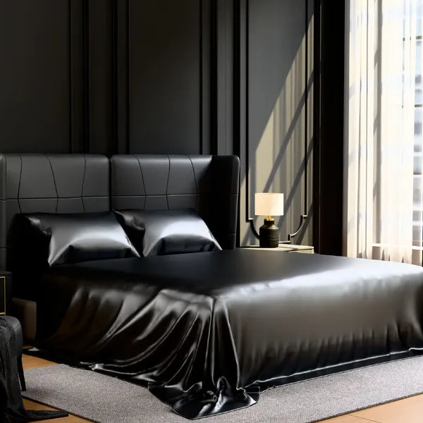 King Satin Sheets Grey 4PC Silky Soft 14" Deep Pocket Polyester Sheet Set