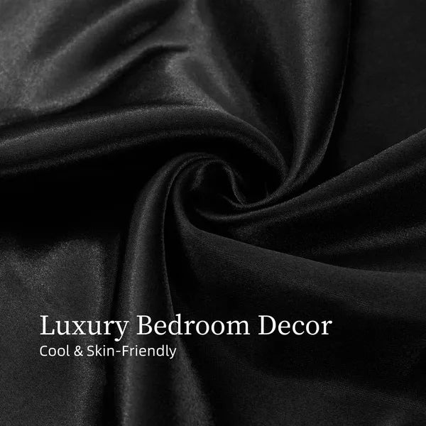 King Satin Sheets Grey 4PC Silky Soft 14" Deep Pocket Polyester Sheet Set