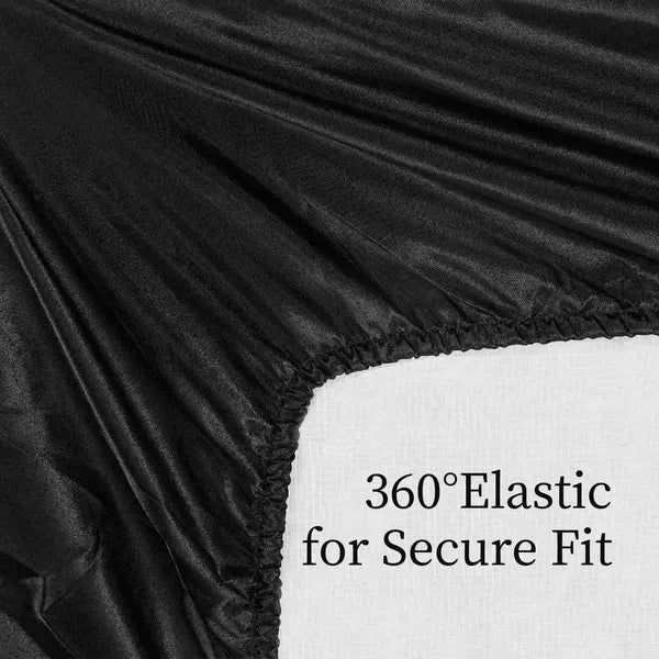 King Satin Sheets Grey 4PC Silky Soft 14" Deep Pocket Polyester Sheet Set