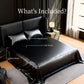 Queen Satin Sheets Black 4 Piece Silky 90GSM Bed Set 15" Deep Pocket Fitted