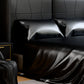 Queen Satin Sheets Black 4 Piece Silky 90GSM Bed Set 15" Deep Pocket Fitted