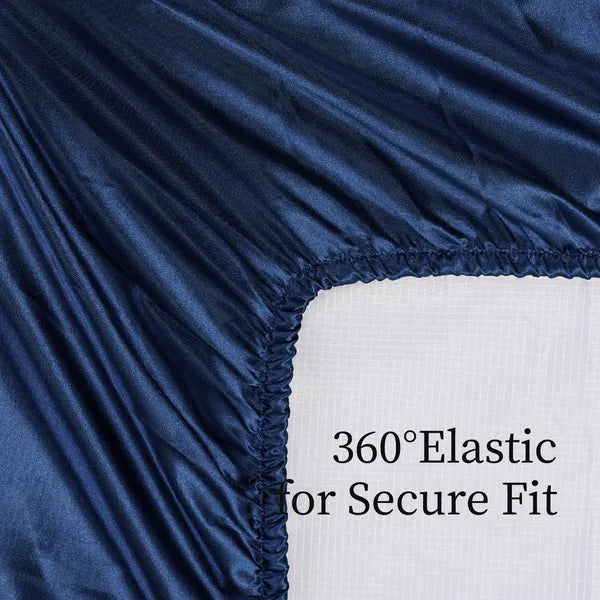 Twin Satin Sheets 3PC Navy Blue Silky Soft 15in Deep Pocket Bedding Sheet Set