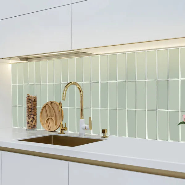 10 Pack Peel and Stick Backsplash Tiles 10x10 Olive Green 3D Subway Tile