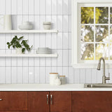 10 Pack Peel and Stick Backsplash Tiles 10x10 White 3D Subway Tile Glossy
