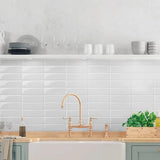 10 Pack Peel and Stick Backsplash Tiles 10x10 White 3D Subway Tile Glossy