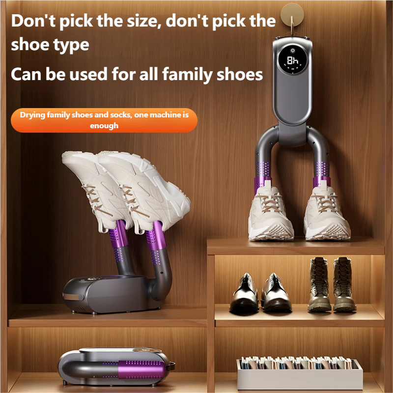 Electric Shoe Dryer UV Deodorizer Timer 360° Drying Boots Gloves Portable