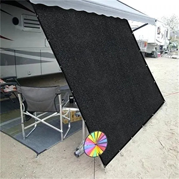 RV Awning Side Shade 8x10 Ft Black 90% Sunblock Privacy Screen Kit Hooks Stakes