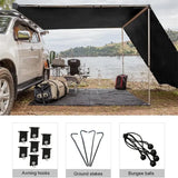 RV Awning Side Shade 8x10 Ft Black 90% Sunblock Privacy Screen Kit Hooks Stakes