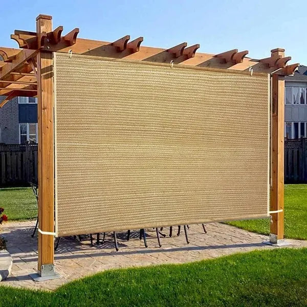Pergola Side Shade Wall Panel 4x6 Ft 90% UV Block Weighted Bottom Wheat Canopy