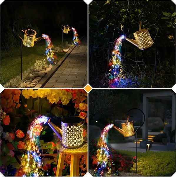 Solar Watering Can Lights Outdoor Garden Decor Hanging Path Lantern Waterproof