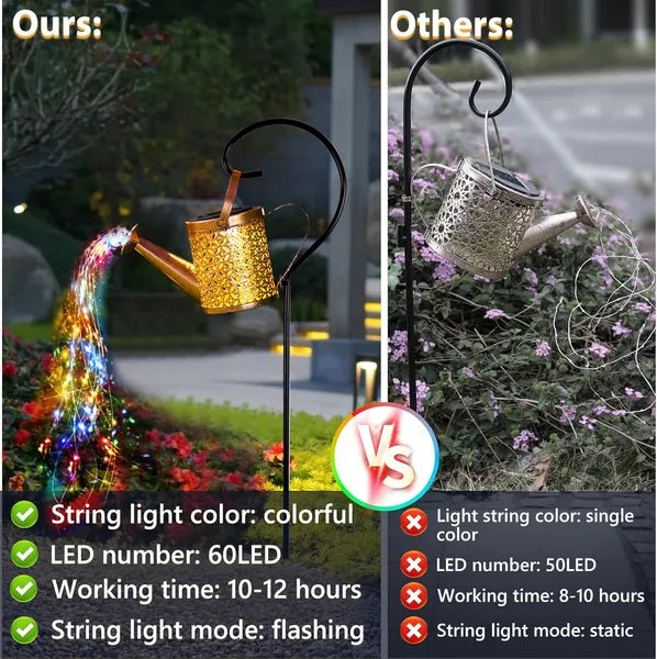 Solar Watering Can Lights Outdoor Garden Decor Hanging Path Lantern Waterproof