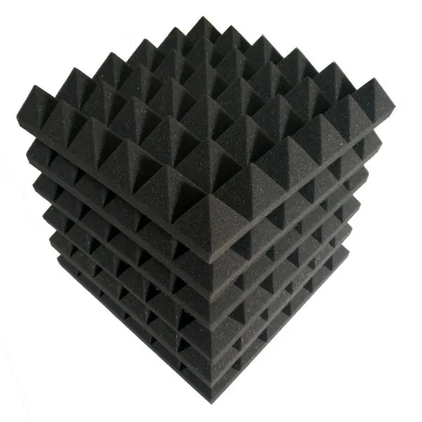 12 Pack Acoustic Foam Panels 12x12 Black Pyramid Sound Absorbing Studio Tiles