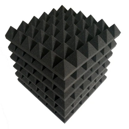 12 Pack Acoustic Foam Panels 12x12 Black Pyramid Sound Absorbing Studio Tiles