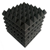 12 Pack Acoustic Foam Panels 12x12 Black Pyramid Sound Absorbing Studio Tiles