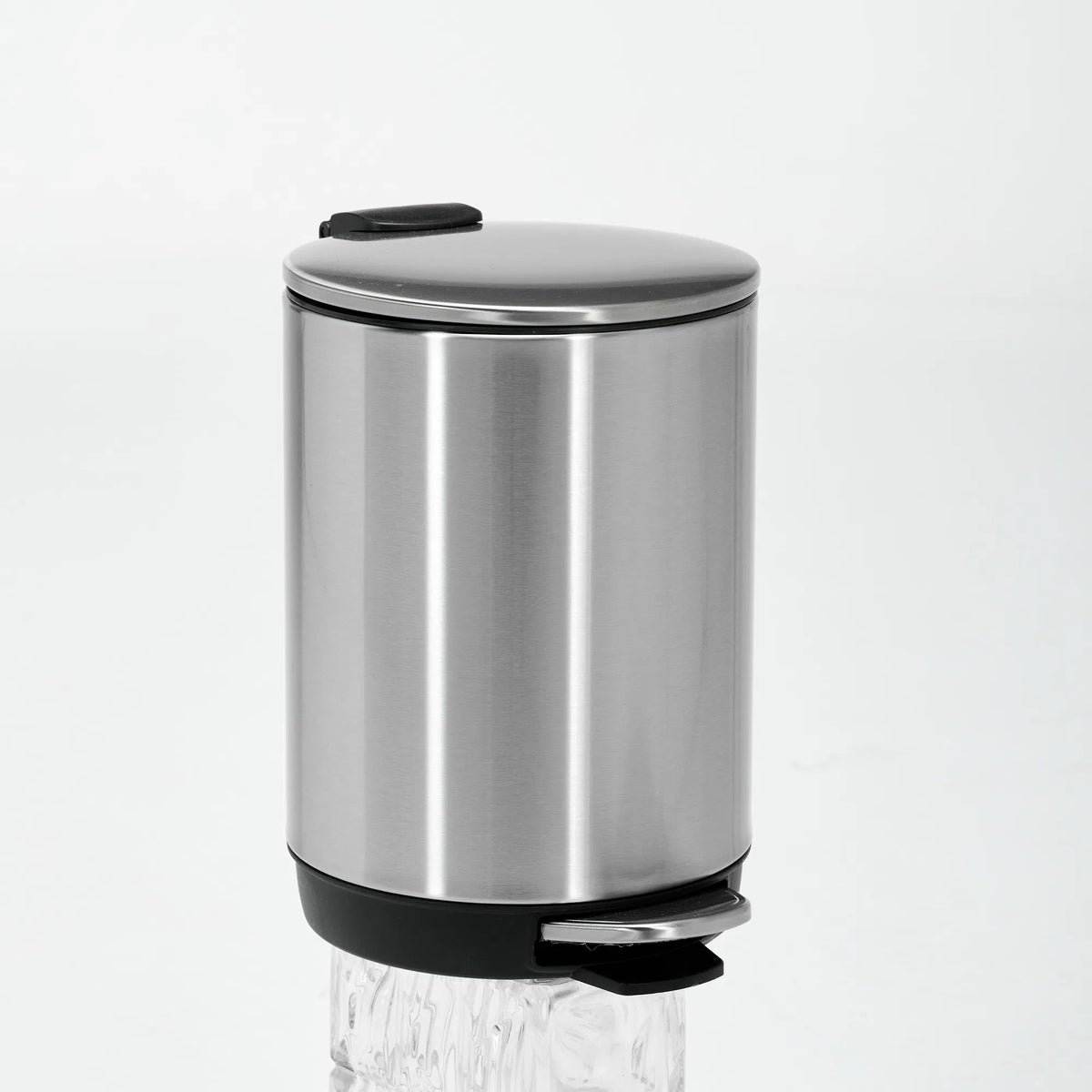 Small Trash Can 3L Stainless Steel Step Pedal Lid Removable Bucket Bathroom