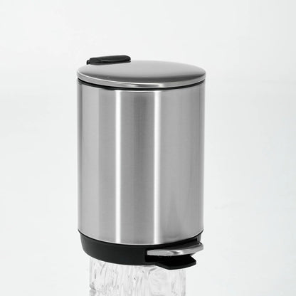 Small Trash Can 3L Stainless Steel Step Pedal Lid Removable Bucket Bathroom