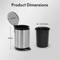 Small Trash Can 3L Stainless Steel Step Pedal Lid Removable Bucket Bathroom
