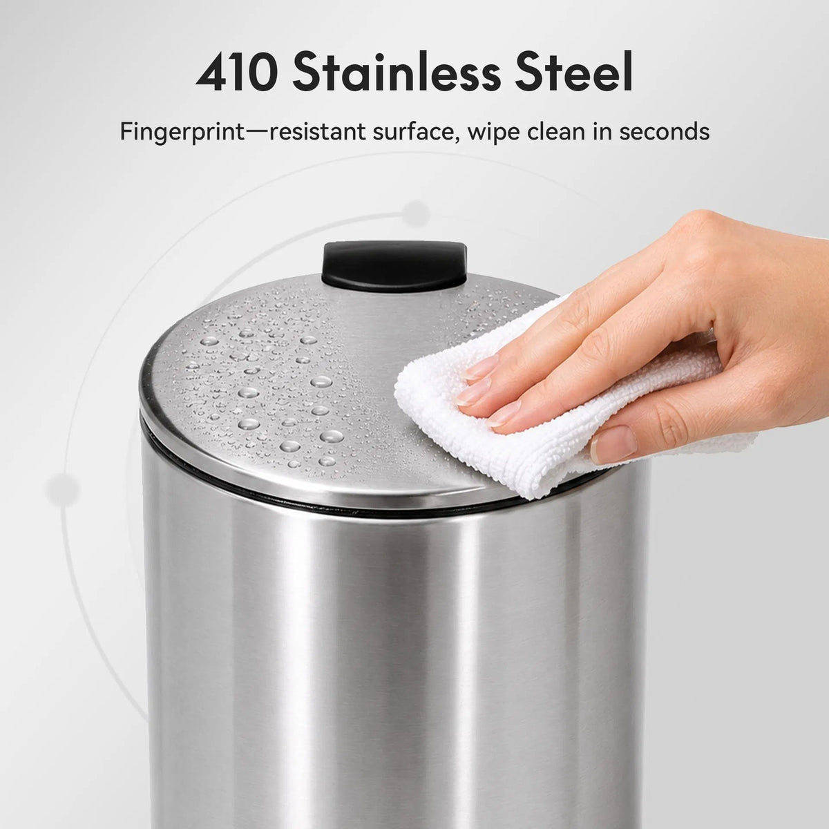 Small Trash Can 3L Stainless Steel Step Pedal Lid Removable Bucket Bathroom