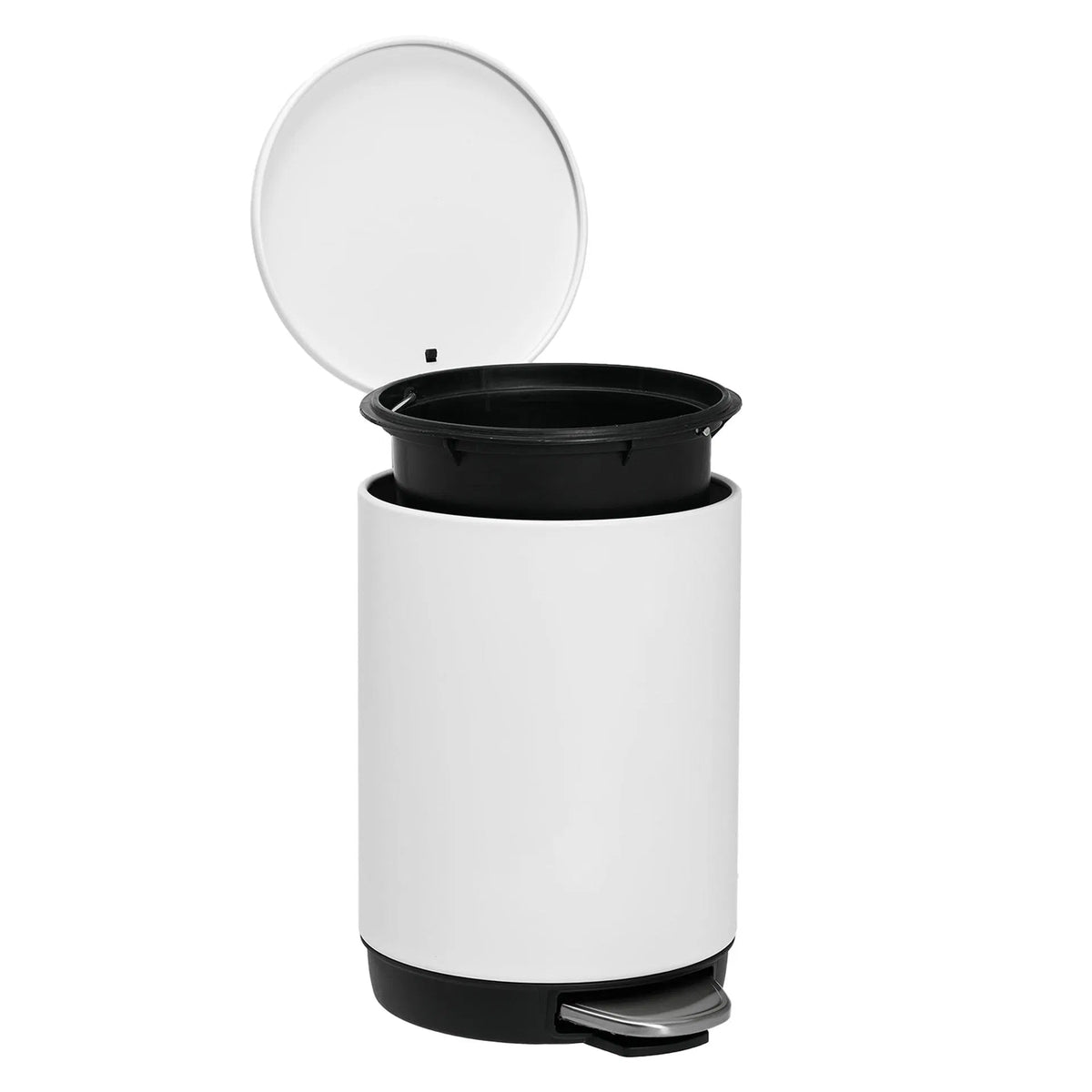 3L Bathroom Trash Can Stainless Steel Foot Pedal Removable Inner Bucket White