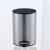5L Stainless Steel Trash Can Small Bathroom Step Pedal Lid Removable Inner Bucket
