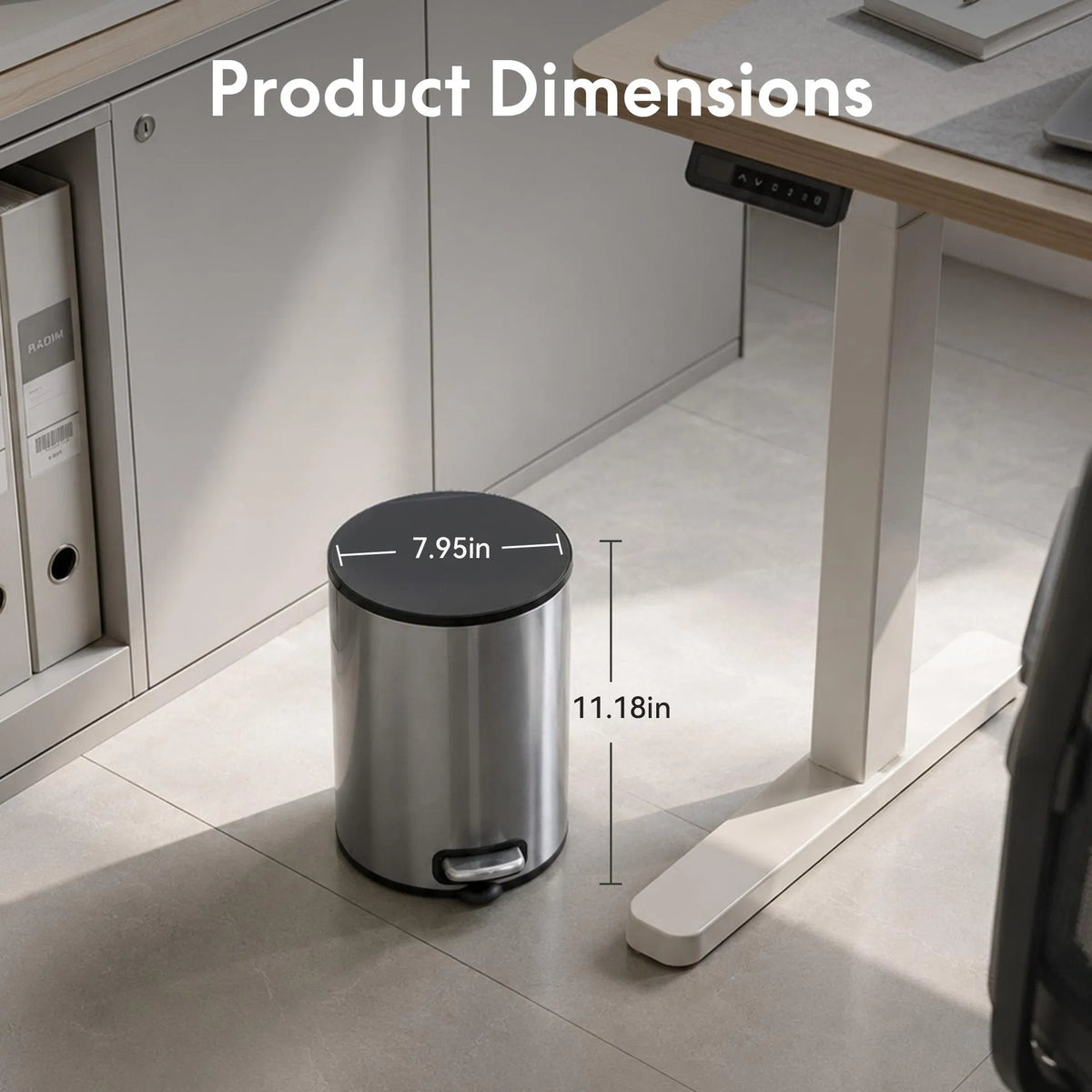 5L Stainless Steel Trash Can Small Bathroom Step Pedal Lid Removable Inner Bucket